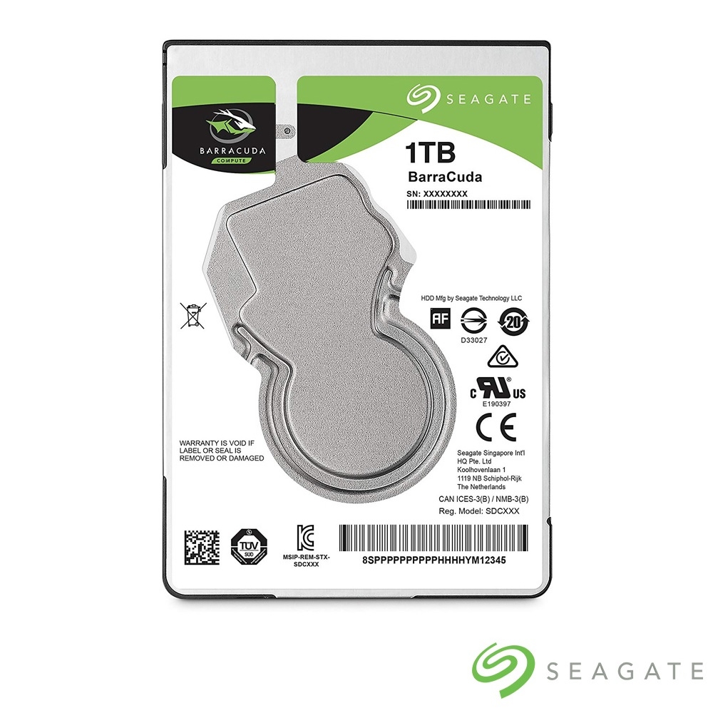 Seagate希捷 新梭魚 BarraCuda 1TB 2.5吋 SATAIII 7200轉超薄型7mm桌上型硬碟(ST1000LM049)