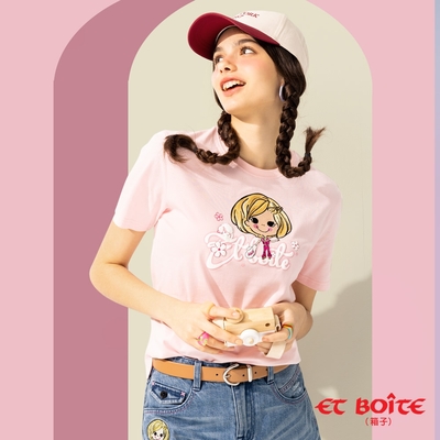 ET BOîTE 箱子 BLUE WAY – PINK AMOUR繡花短TEE(粉)