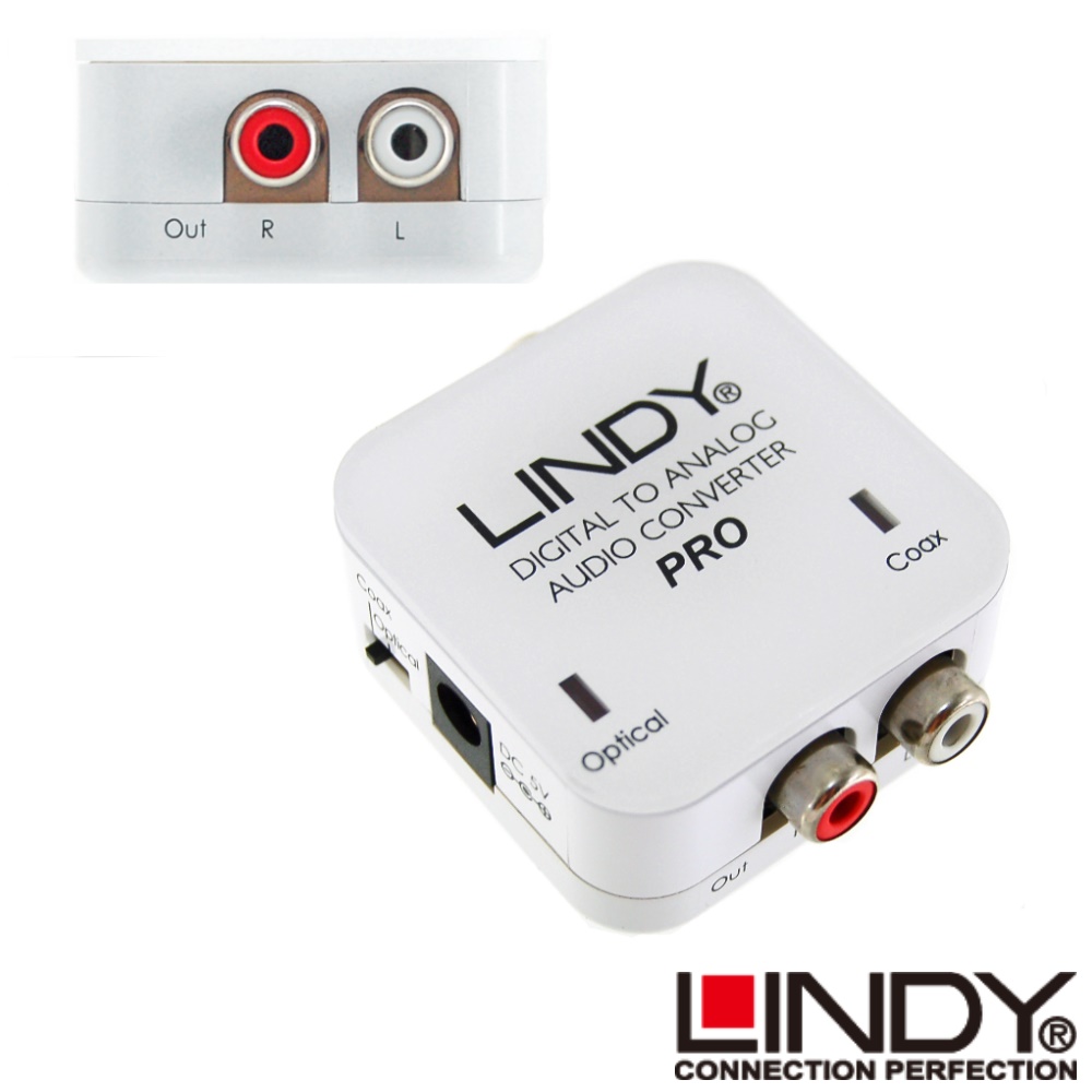 LINDY 林帝 無損轉換 數位(S/PDIF) 轉 類比(RCA) 音源轉換器【Pro版】(70468)