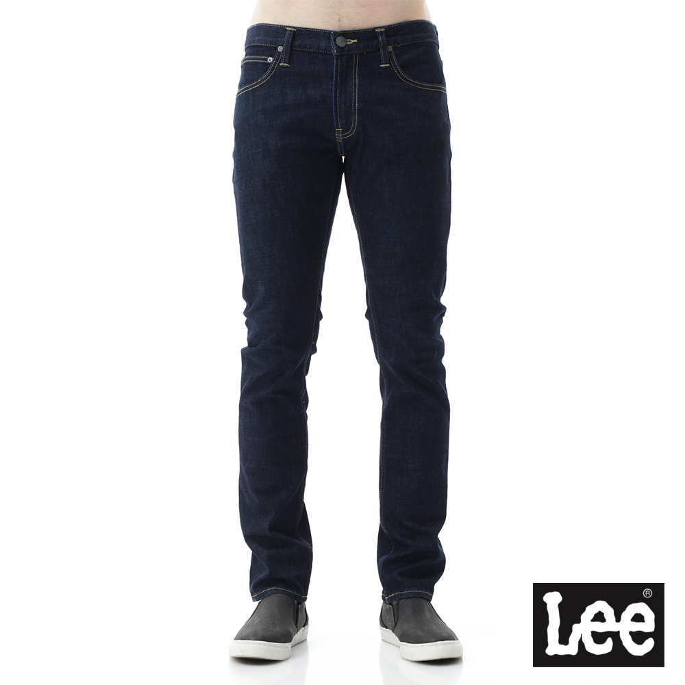 Lee 男款 709 素面低腰合身小直筒牛仔褲 深藍洗水
