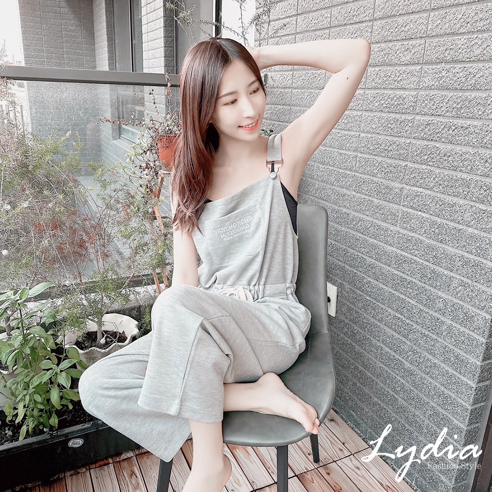 【Lydia】現貨 部落客推薦款 簡約時尚休閒可愛百搭高腰吊帶褲(粉色/灰色 F)