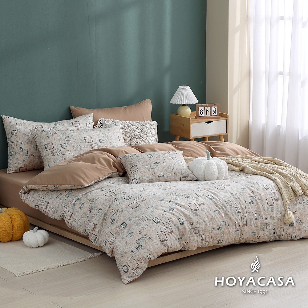 HOYACASA 100%精梳純棉兩用被床包組-多款任選(單人/雙人/加大均一價) (奧德里奇)