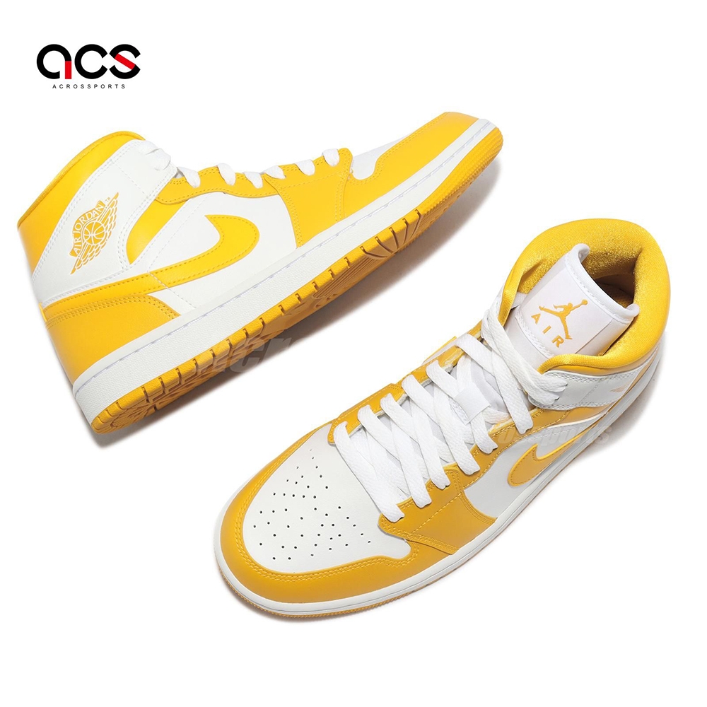 Nike 休閒鞋Wmns Air Jordan 1 Mid 金黃白女鞋男鞋喬丹1代AJ1 高筒