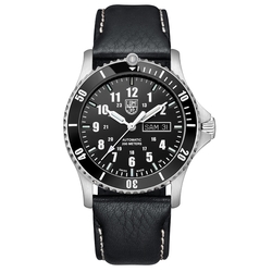 LUMINOX 雷明時 Sport Timer 200米潛水自動機械錶 42MM / 純黑 / 黑陶瓷圈 / 牛皮錶帶