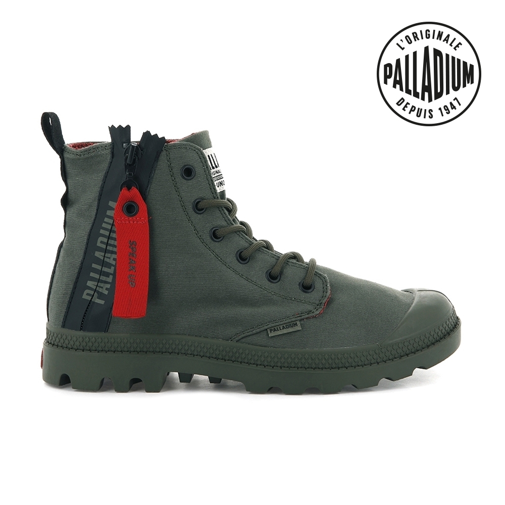 PALLADIUM PAMPA UNZIPPED拉鍊帆布靴-中性-墨綠