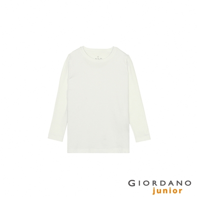 GIORDANO 童裝G-Warmer彈力圓領極暖衣 - 11 皎白