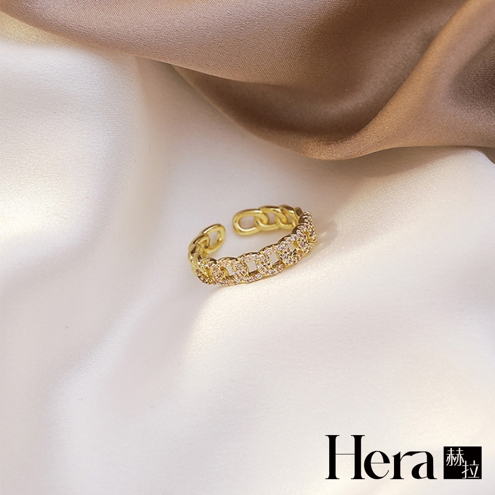 【HERA赫拉】日系時尚感鋯石麻花開口戒指指環