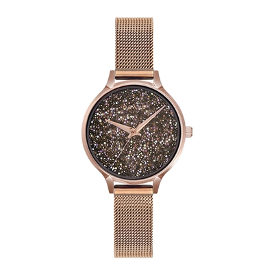 OBAKU 閃耀星空美學時尚腕錶-玫瑰金-V238LXVNMV-32mm