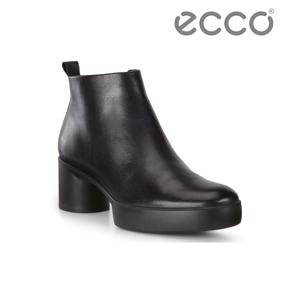 ECCO SHAPE SCULPTED MOTION 35 粗跟拉鍊踝靴 女-黑