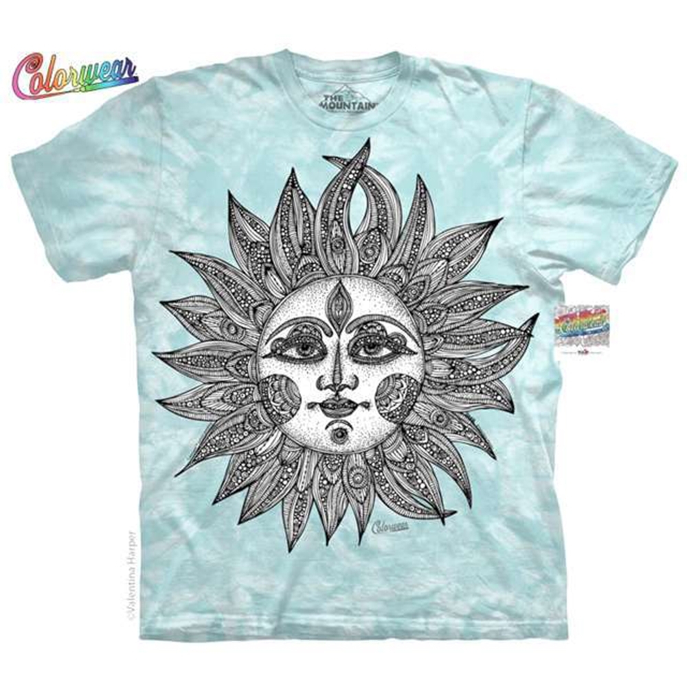 摩達客-美國進口ColorWear  太陽神 禪繞畫療癒藝術 環保短袖T恤(現貨)