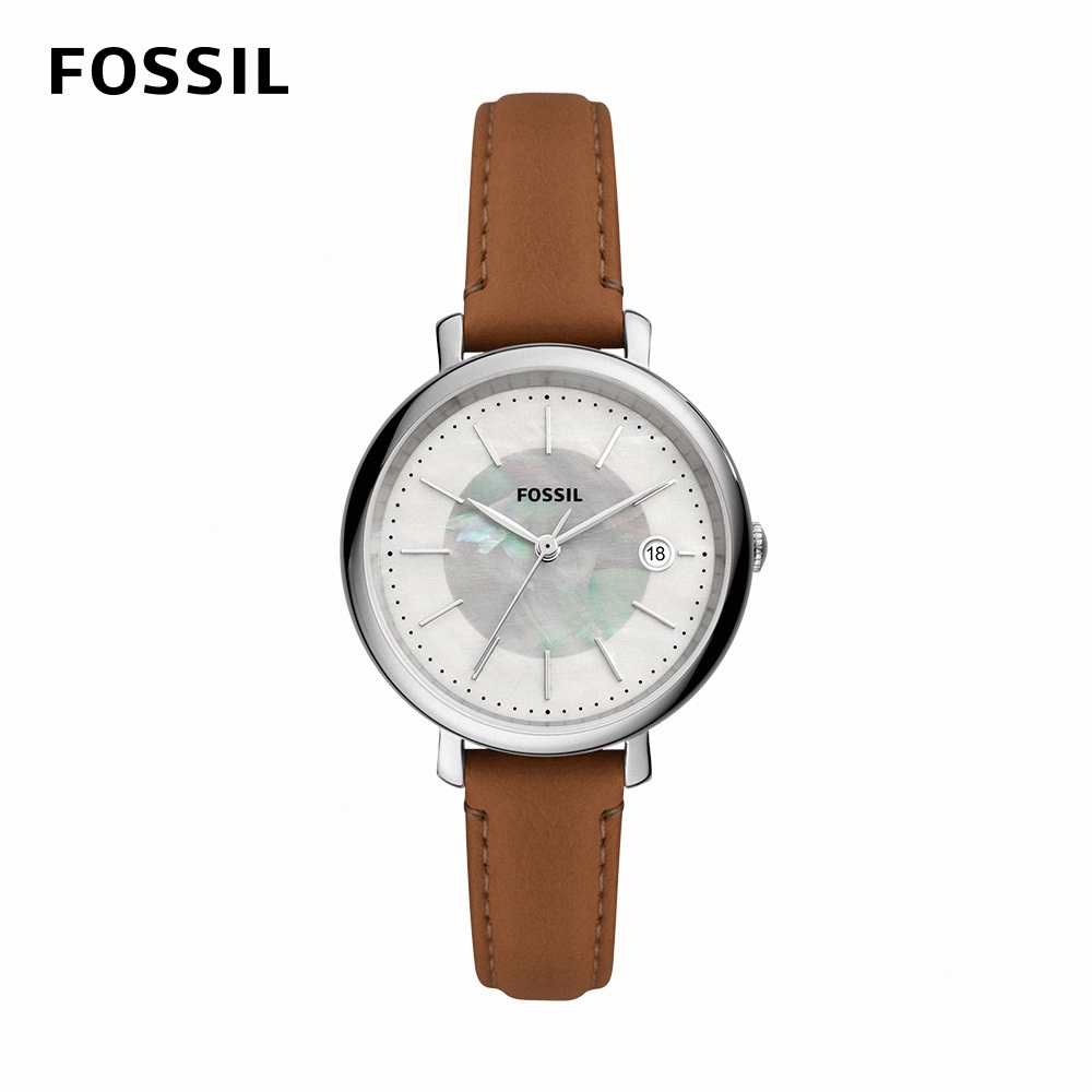 FOSSIL Jacqueline 雙圈經典簡約女錶 咖啡色真皮錶帶 36MM ES5090