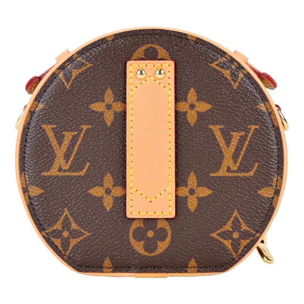 Louis Vuitton Mini Boîte Chapeau 帆布印花皮革吊牌迷你圓形斜背包(卡其棕)