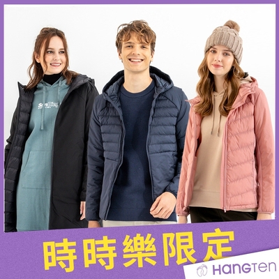 Hang Ten-恆溫多功能-再生代絨防潑水雙面穿長版連帽外套