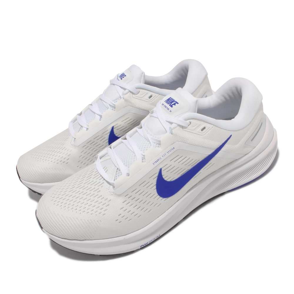 Nike 慢跑鞋 Zoom Structure 24 男鞋 輕量 透氣 舒適 避震 路跑 健身 白 藍 DA8535-100