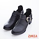 ZUCCA-金扣皮革微V口低跟靴-黑-z6725bk product thumbnail 1