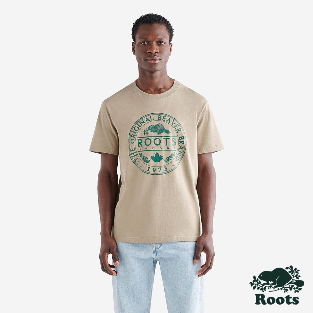 Roots 男裝- ORIGINAL BEAVER短袖T恤-沙色