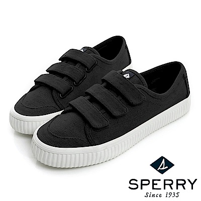 SPERRY 韓版粉彩黏扣帶帆布鞋(女)-黑