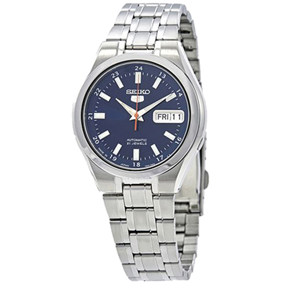 SEIKO 經典5號自動上鍊機械腕錶(SNKG21J1)-藍面x36.5mm