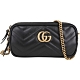 GUCCI GG Marmont chain 迷你款 山形絎縫牛皮三層鍊帶包(黑色) product thumbnail 1