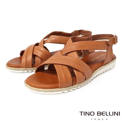 Tino Bellini 西班牙進口羊皮編織涼鞋FSJT012(焦糖)