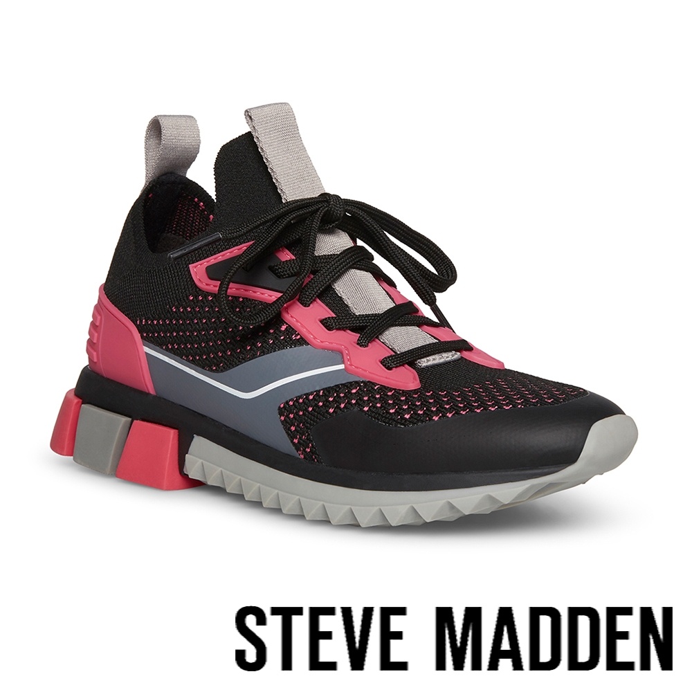 STEVE MADDEN-DRIBBLE 拼接網布休閒鞋-黑粉色