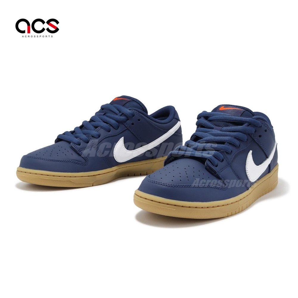 Nike 滑板鞋SB Dunk Low Pro 男鞋藍白Navy Gum 皮革膠底氣墊板鞋FJ1674