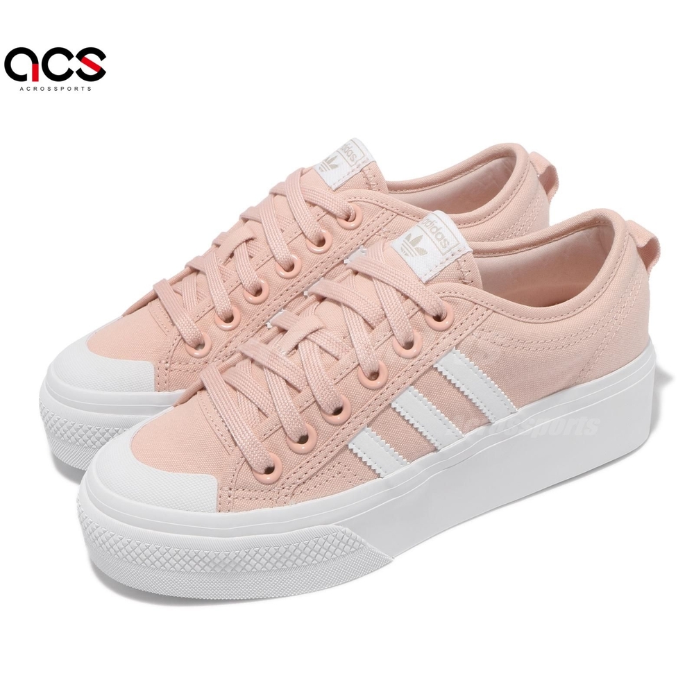 adidas 休閒鞋 Nizza Platform 運動 女鞋 愛迪達 厚底 增高 帆布 球鞋穿搭 粉 白 GX5191