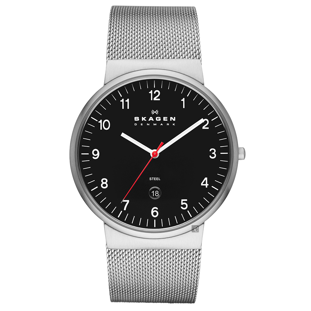 SKAGEN 都會薄型米蘭時尚石英男錶(SKW6051)-黑x銀/40mm