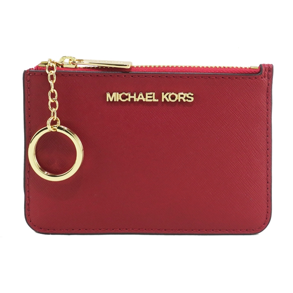 MK MICHAEL KORS JET SET素面卡片夾層鑰匙零錢包-紅