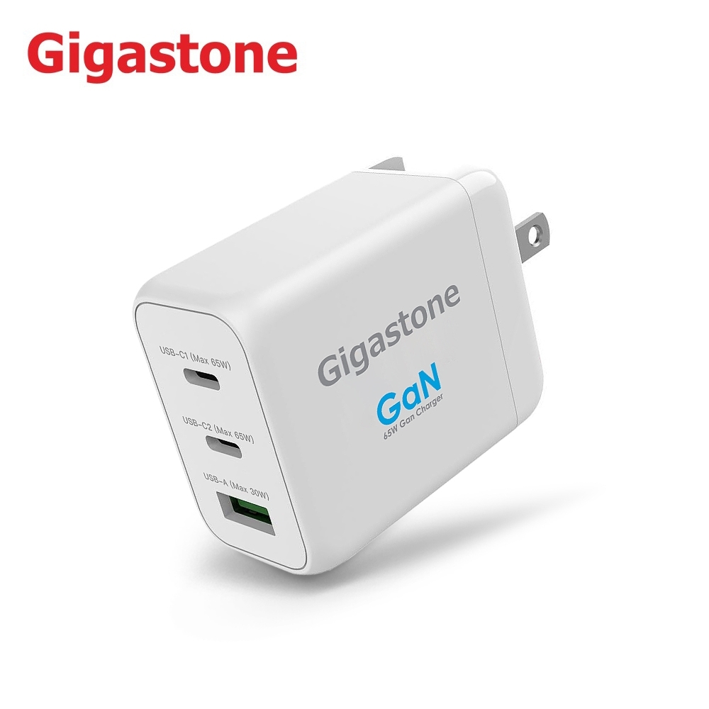 Gigastone 65W 氮化鎵 GaN Type-C+USB 三孔快速充電器