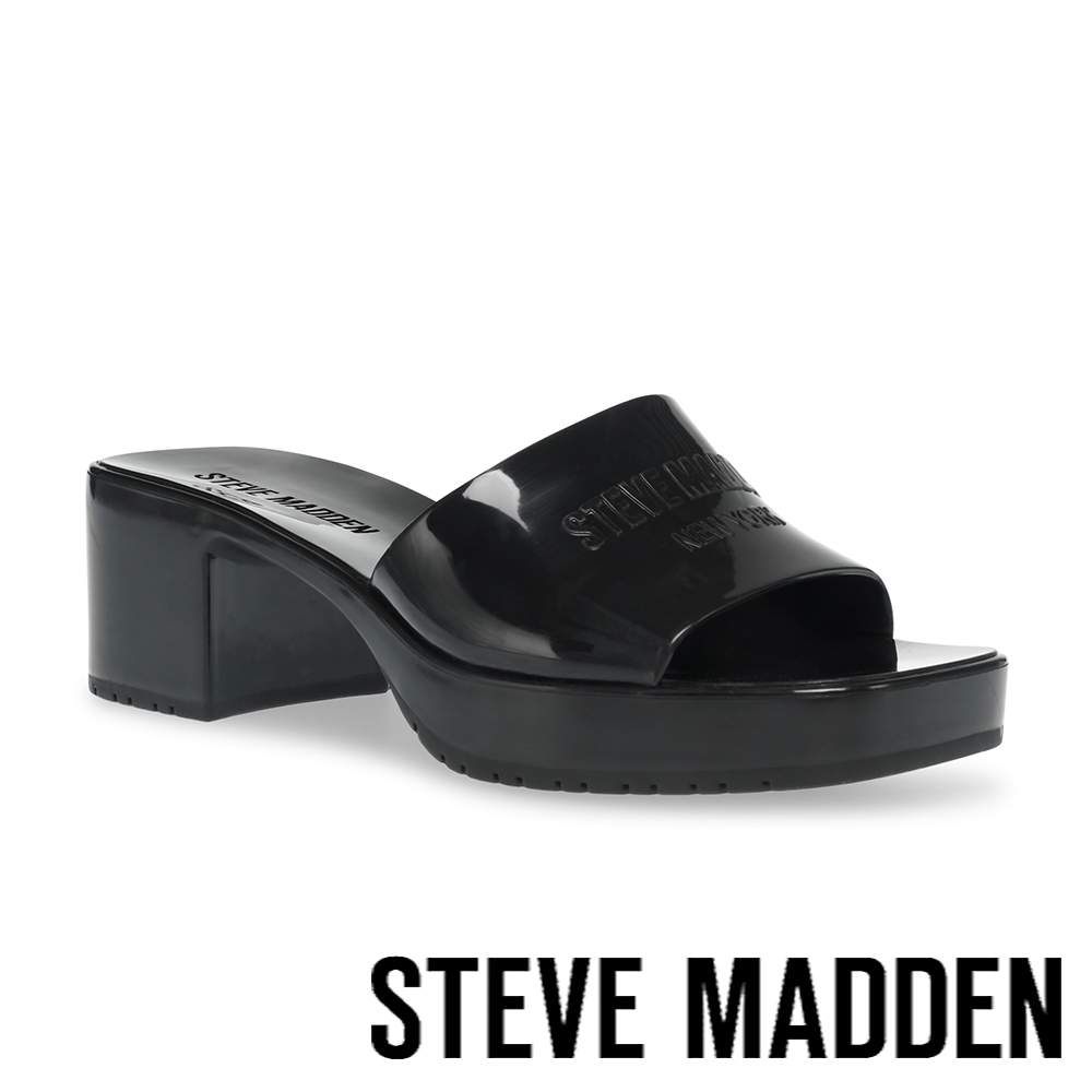 STEVE MADDEN-HALSTON 亮面方頭粗跟厚底拖鞋-黑色 product image 1
