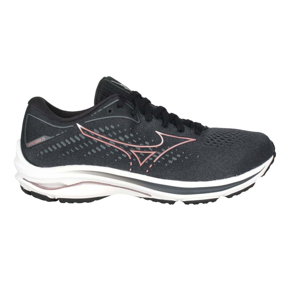 MIZUNO WAVE RIDER 25 SW 女慢跑鞋-4E-寬楦 美津濃 J1GD210644 黑香檳粉