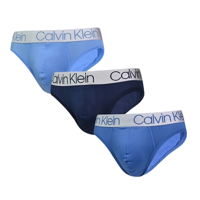 Calvin Klein Microfiber  男內褲 莫代爾超細纖維寬版腰帶 三角褲/CK內褲-藍、海軍藍、天藍 三入組