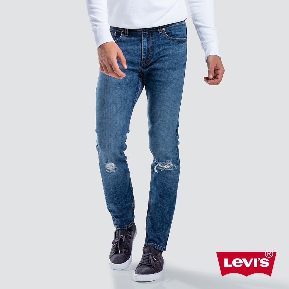 Levis 男款 上寬下窄 512 Taper 低腰修身牛仔長褲 貓鬚破壞