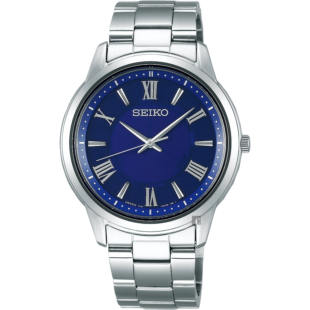 SEIKO精工SPIRIT 太陽能日系時尚手錶 送禮推薦-藍x銀/38.8mm (SBPL009J)_SK045