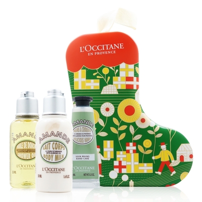 L’Occitane 歐舒丹 豐收限定版杏仁聖誕襪彩球組 (杏仁沐浴油35ML+杏仁美體乳50ML+杏仁護手霜10ML) (平行輸入)