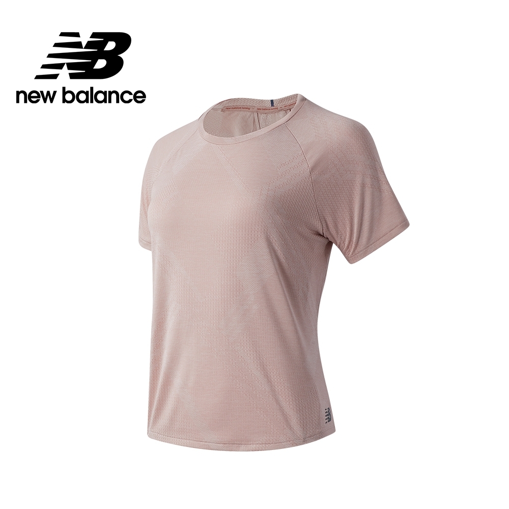 【New Balance】NB ICE X 涼感透氣提花短袖上衣_女性_灰粉紅_AWT03261SP1