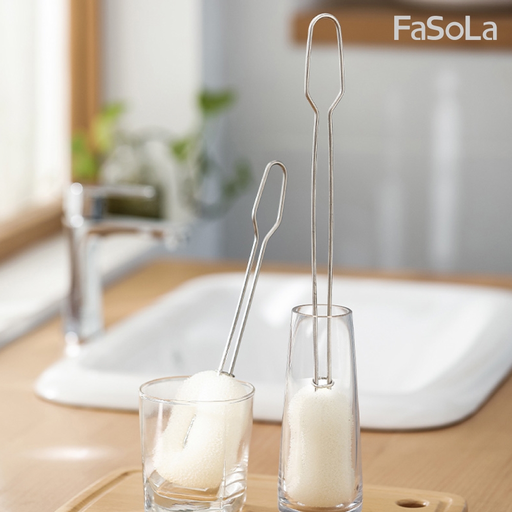 FaSoLa 不鏽鋼爆破蜂窩海綿可替換式杯刷