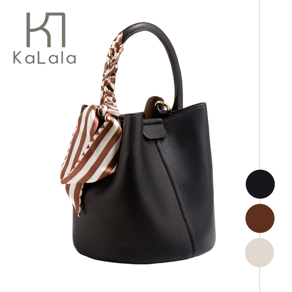 KaLala 法式經典 優雅兩用手提斜背小牛皮水桶包