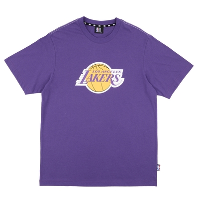 NBA 基本版 隊徽印刷 短袖上衣 湖人隊-紫色系-3425103192