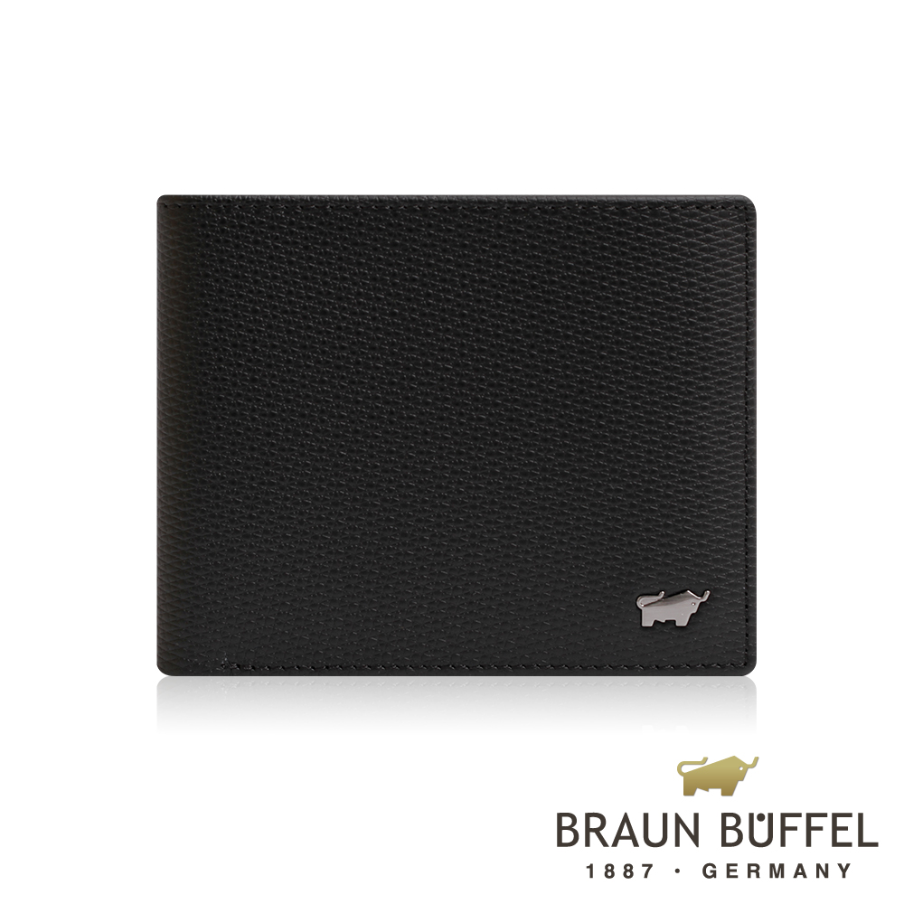 【BRAUN BUFFEL 德國小金牛】台灣總代理 席德 8卡皮夾-黑色/BF323-313-BK