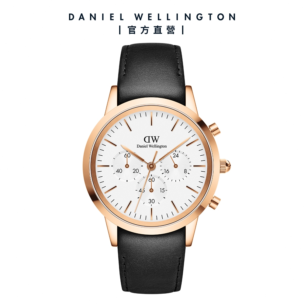 Daniel Wellington DW 手錶 Iconic Chronograph 42ｍｍ冰川白三眼皮革錶白錶盤 DW00100646