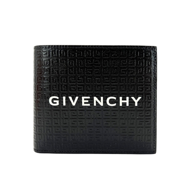 GIVENCHY 品牌印字壓紋對折八卡短夾(黑)