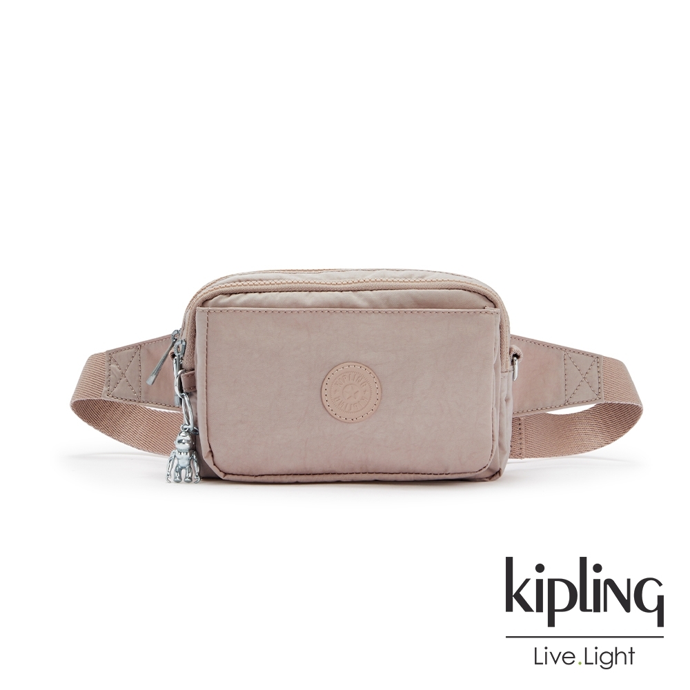 Kipling 玫瑰拿鐵色多層兩用隨身斜背包-ABANU MULTI