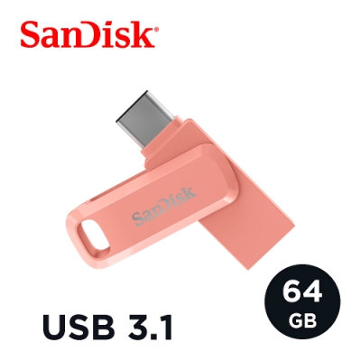 SanDisk Ultra Go USB Type-C 64GB 雙用隨身碟 (公司貨)-蜜桃橘