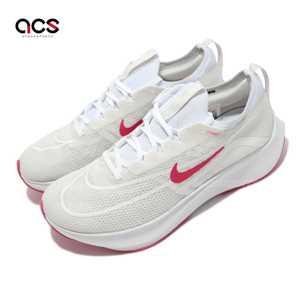 Nike 慢跑鞋 Zoom Fly 4 男鞋 米白 桃紅 路跑 針織 運動鞋 CT2392-006