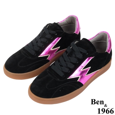Ben&1966高級牛猄皮復古酷炫休閒鞋-黑(238101)