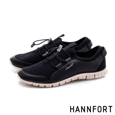 HANNFORT ZERO GRAVITY 束繩彈力條紋運動鞋-女-黑