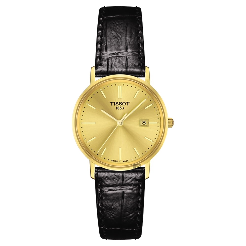 TISSOT 天梭 官方授權 18K金 Goldrun 石英錶-金x黑/29mm T9222101602100