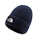 TNF LOGO布標保暖針織毛帽(深帽口/可覆耳).男女適用_深藍色 product thumbnail 1